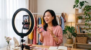 Người mới tự tin livestream bán hàng lần đầu với đèn vòng